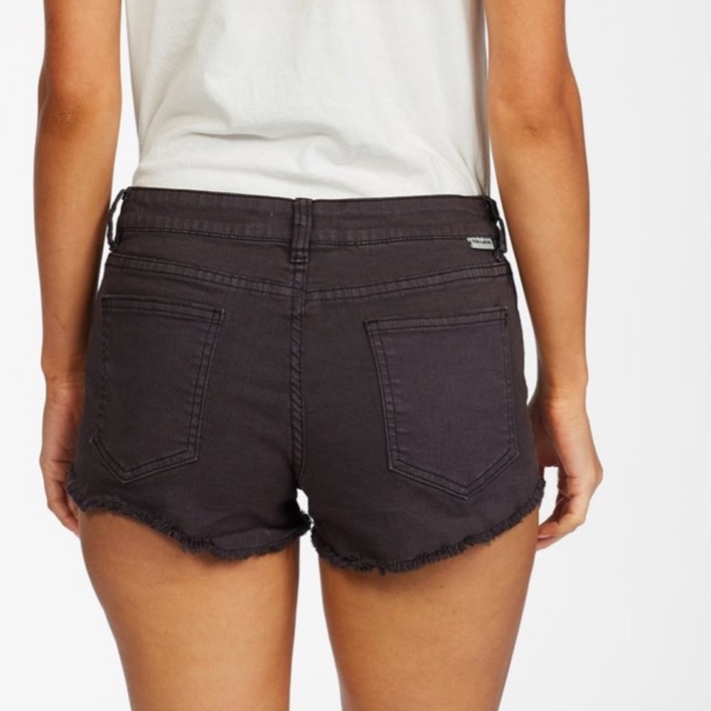 Billabong Black Jean Shorts with Distressed Lace-Up Design - Picture 3 of 8